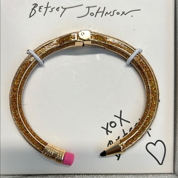 Betsey Johnson | Gold Pencil Bracelet & Earrings Set ✏️🍎 - Picture 3 of 9